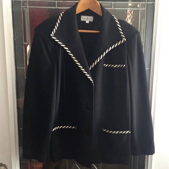 Women's Custom Design Hand Made Blazer Jacket Black &White Vintage SZ 22 / XXL - Picture 2 of 5